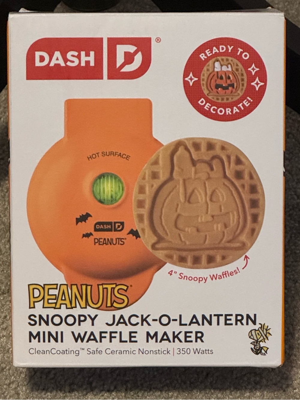 Peanuts Snoopy Jack-O-Lantern Mini Waffle Maker
